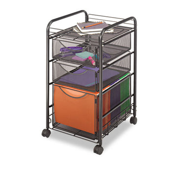 Safco® Onyx Mesh Mobile File With Two Supply Drawers, 15.75w X 17d X 27h, Black freeshipping - TVN Wholesale